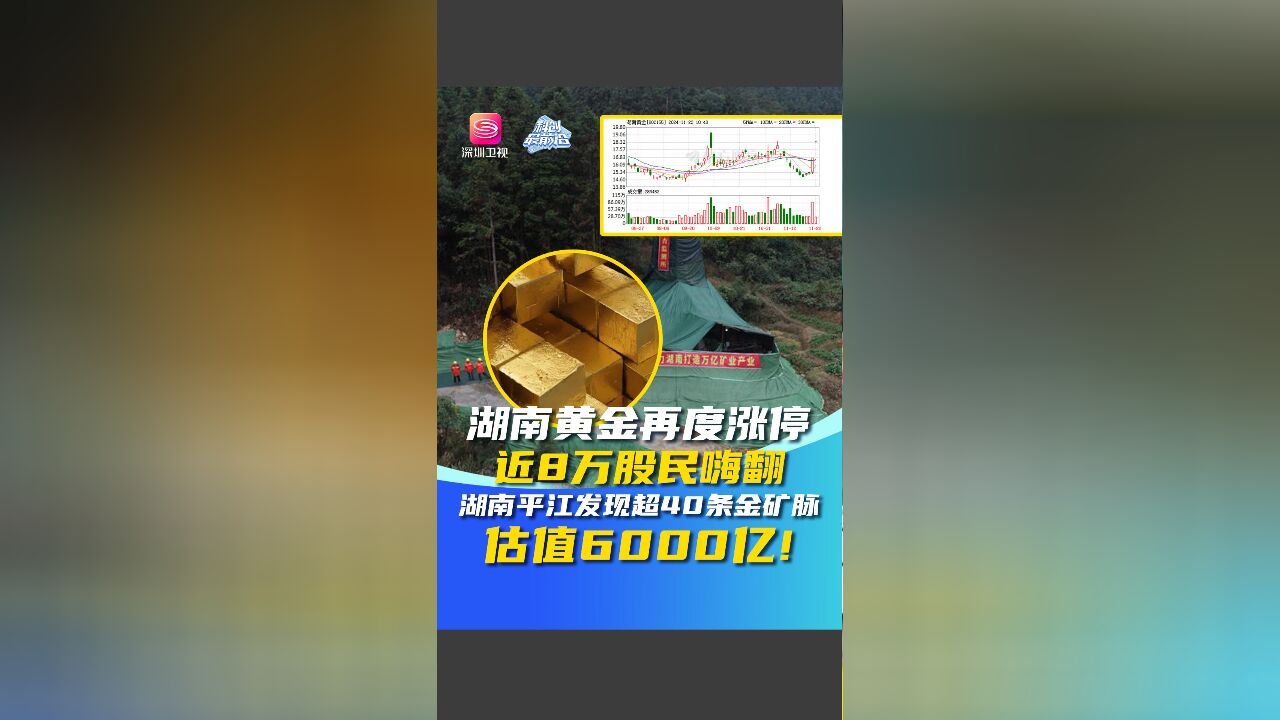 湖南黄金再度涨停,近8万股民嗨翻 湖南平江发现超40条金矿脉 估值6000亿!