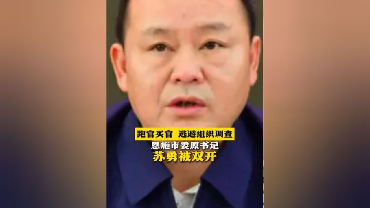 跑官买官 逃避组织调查!恩施市委原书记苏勇被双开