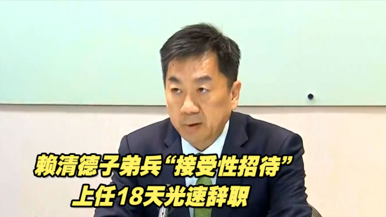 “接受性招待”,赖清德子弟兵上任18天光速辞职