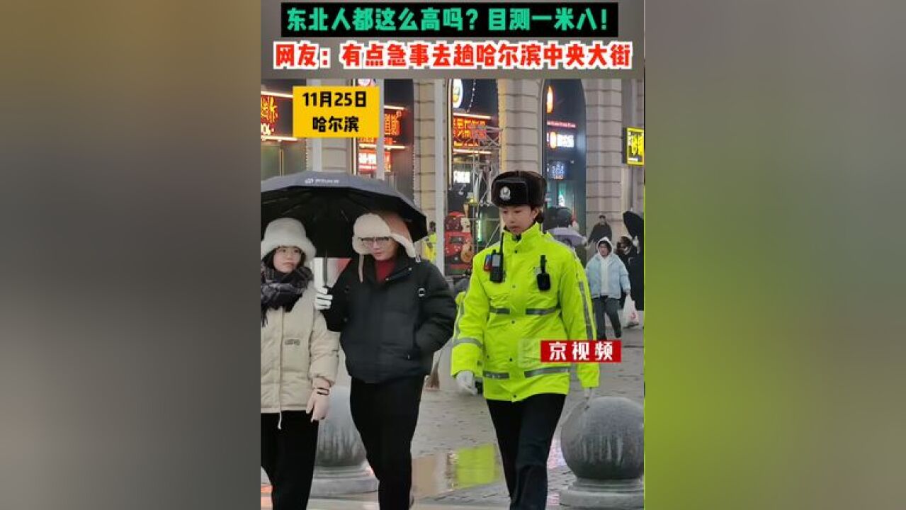 被雨中执勤的交警小姐姐帅到了!东北人都这么高吗?目测一米八!有点急事去趟哈尔滨中央大街!