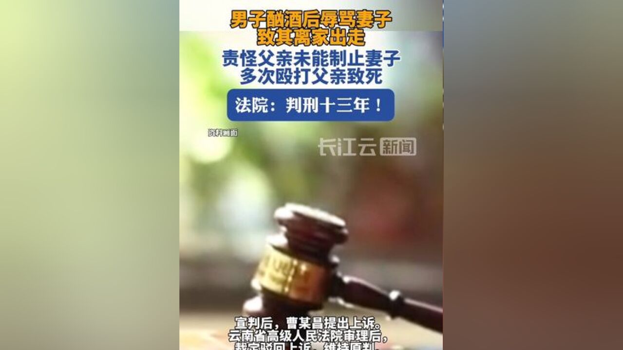 男子多次殴打父亲致死被判13年