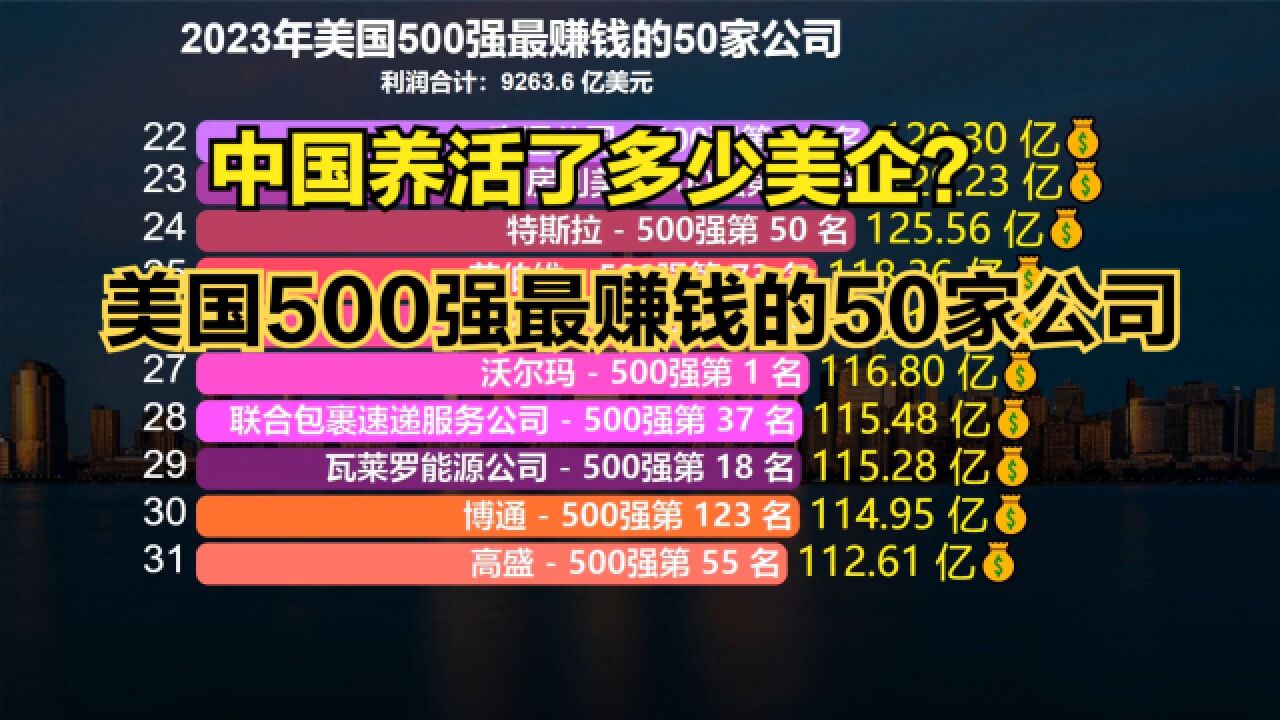 2023美国500强最赚钱的50家公司!中国网友:赚的都是我们的钱