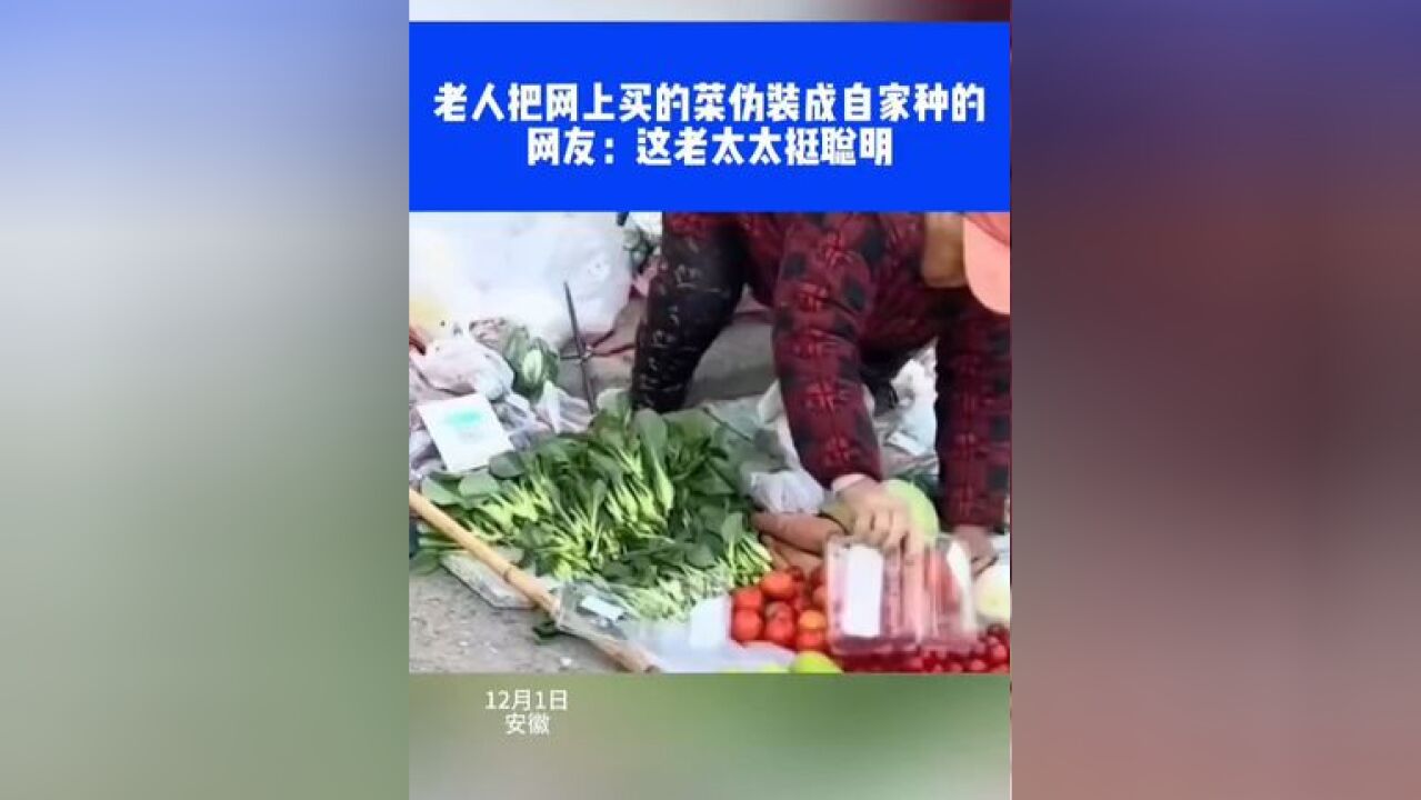 老人把网上买的菜伪装成自家种的,网友:这老太太挺聪明