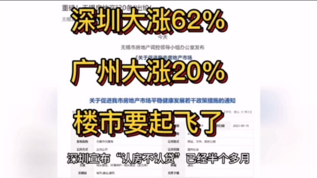 深圳大涨62%,广州大涨20%,楼市要起飞了