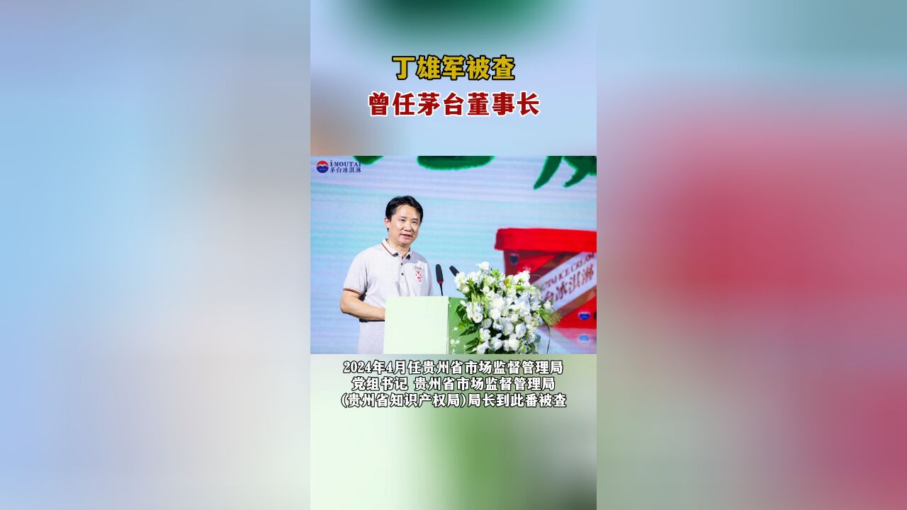 丁雄军被查,曾任茅台董事长