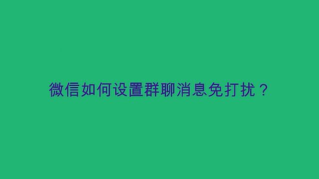 微信如何设置群聊消息免打扰?