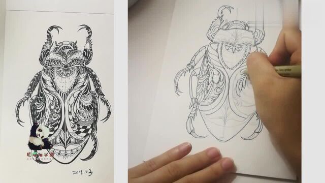 学画38期孕妈妈又来画画了 画一只金龟子 有详细的绘画过程