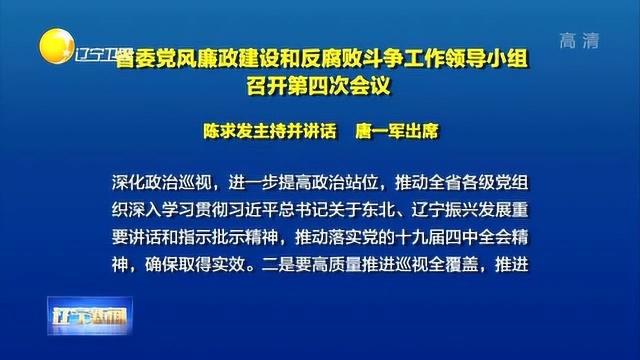 辽宁省委党风廉政建设和反腐败斗争工作领导小组召开第四次会议