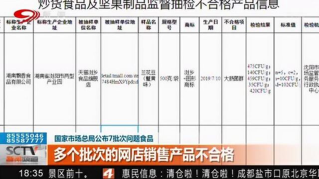 国家市场总局公布7批次问题食品:这些网店被曝光