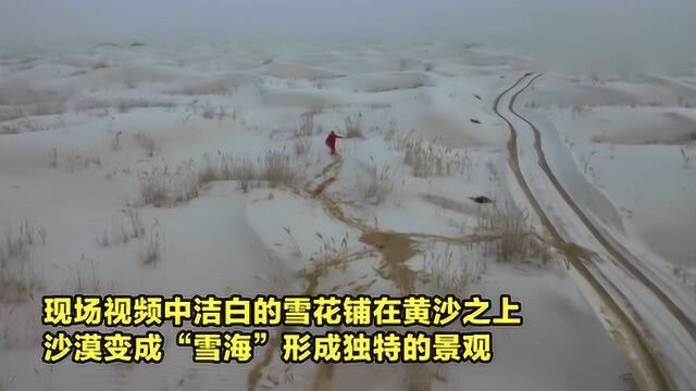 奇景!航拍:新疆塔克拉玛干沙漠迎降雪,“死亡之海”成“雪海”