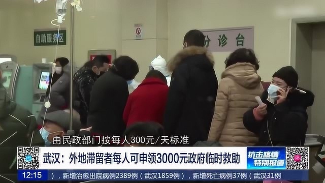 武汉:外地滞留者每人可申领3000元政府临时救助