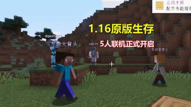 我的世界1.16版联机01:暑假福利,5人联机1.16原版生存正式开始