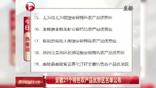 安徽21个特色农产品优势区名单公布 你家乡的特产入选了吗?