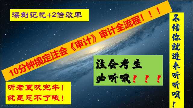 10分钟带你搞定注会《审计》全流程/高效率记忆记忆审计全流程/