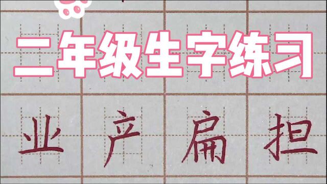 过了年还有练字吗?二年级生字:业产扁担,硬笔书法写字楷书字帖