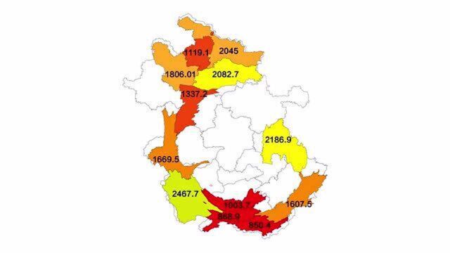 安徽各市2020GDP变形图