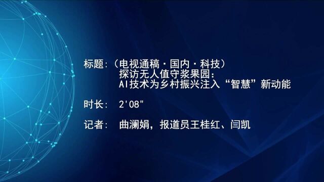 (电视通稿ⷥ›𝥆…ⷧ瑦Š€)探访无人值守浆果园:AI技术为乡村振兴注入“智慧”新动能