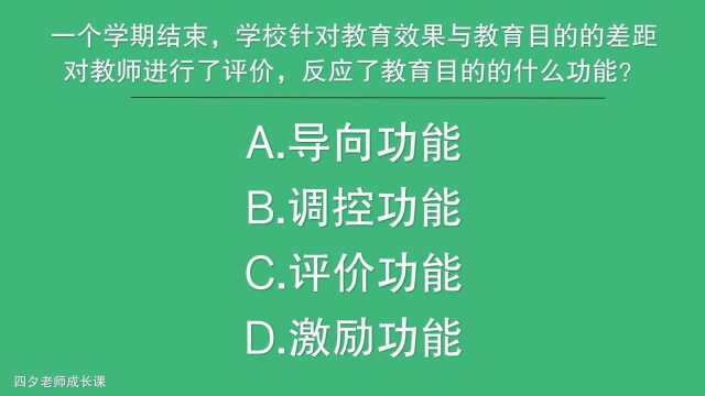 教育公共基础:期末学校对教师的评价,反应教育目的的什么功能?