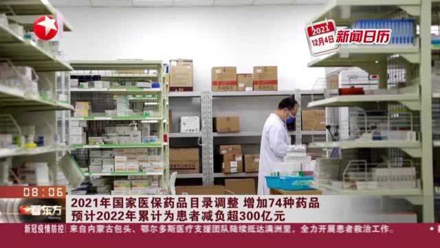 2021年国家医保药品目录调整 增加74种药品:预计2022年累计为患者减负超300亿元