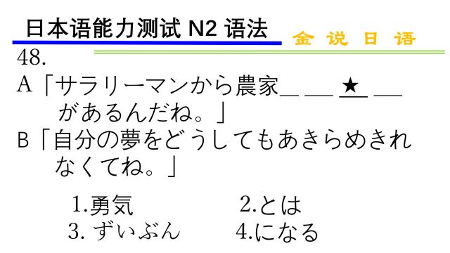 日语N2练习题:无法放弃自己的梦想