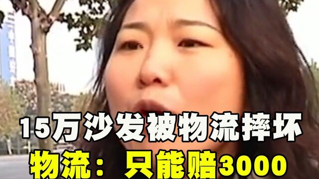 花1000多为15万沙发报价,运输途中被物流摔坏,物流:只能赔3000