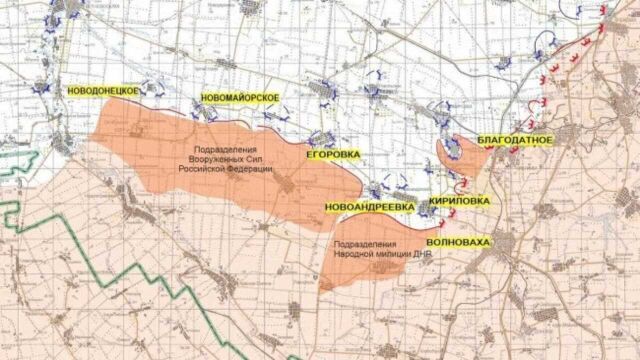 俄国防部首次公布作战地图 顿涅茨克方向继续小幅推进