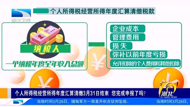 个人所得税经营所得年度汇算清缴3月31日结束⠦‚襮Œ成申报了吗