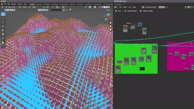 Blender几何节点制作动态程序化地形图