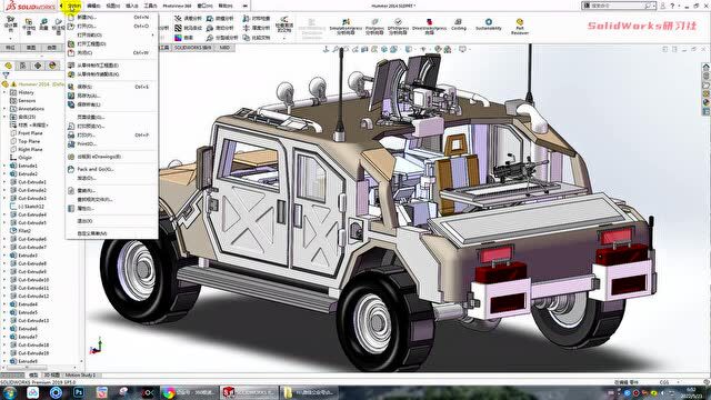 SolidWorks模型分享:悍马车(2014版含特征)