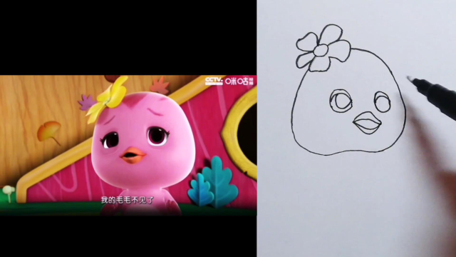 简笔画:萌鸡小队的朵朵来了