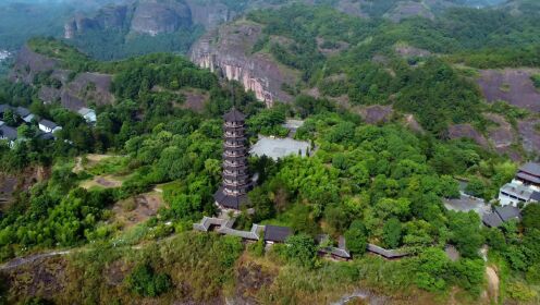 航拍浙江永康方岩风景区国家4a级景区素有人间仙境之称