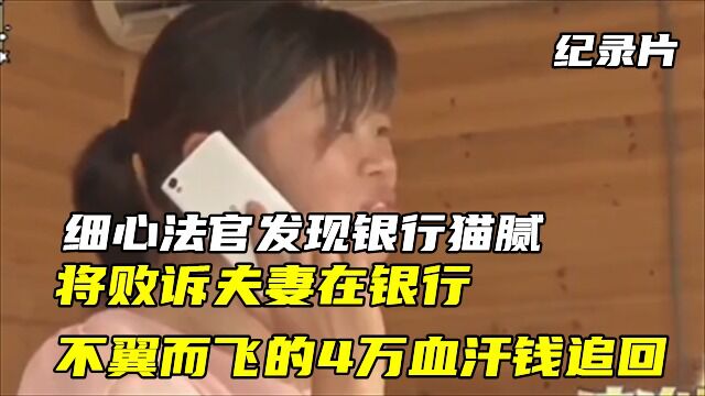 纪录片:细心法官发现银行猫腻,将败诉夫妻在银行不翼而飞的4万血汗钱追回,结局大快人心