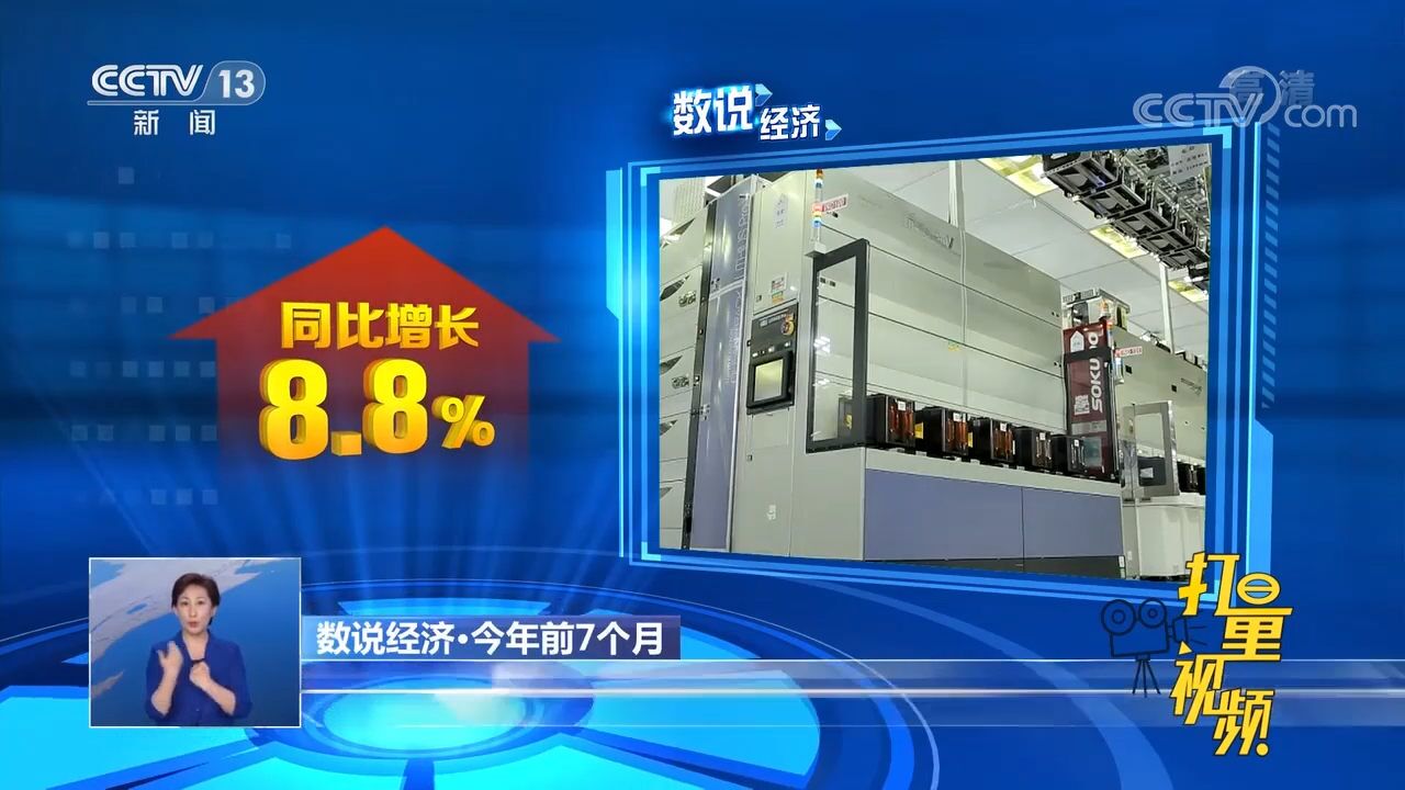 今年前7个月,规模以上工业企业营收同比增长8.8%