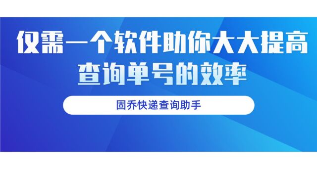 仅需一个软件助你大大提高查询单号的效率