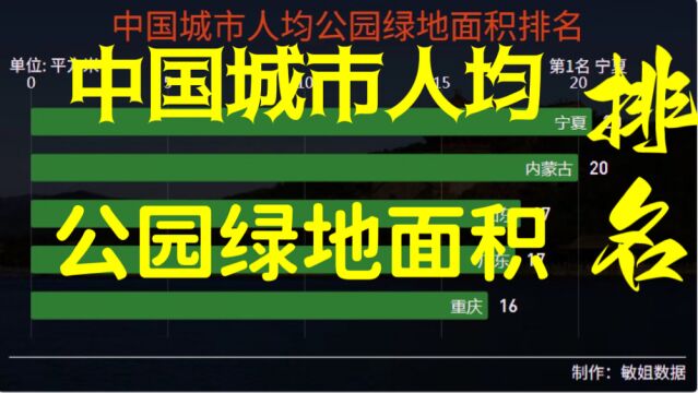 中国城市人均公园绿地面积排名