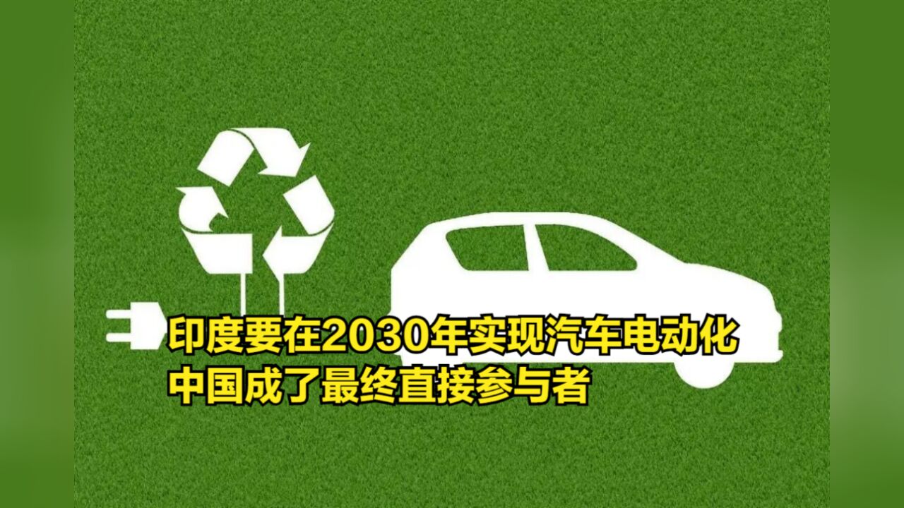 印度要在2030年实现汽车电动化,中国成了最终直接参与者