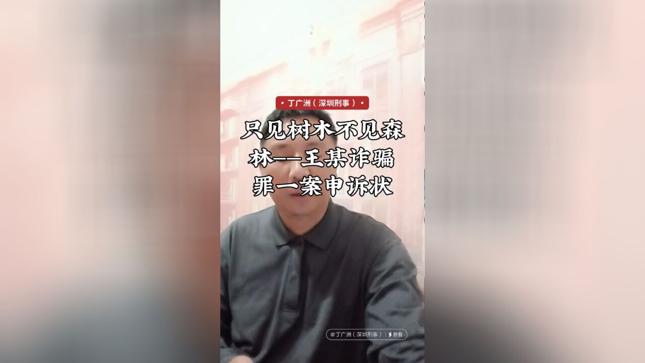 只见树木不见森林——王某诈骗罪一案申诉状