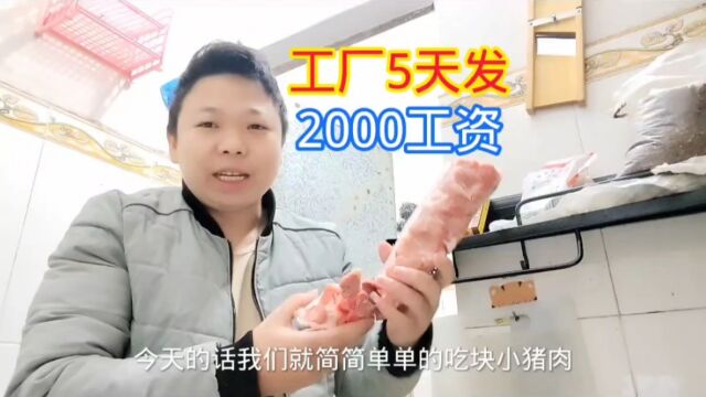 工厂干活太慢被开除,5天老板发2000工资,晚餐吃顿好的