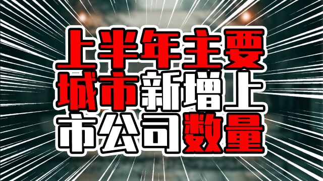 上半年主要城市新增上市公司,广东3城上榜,新增上市公司24家