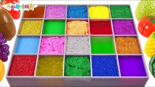 玩具动画：将所有的黏液冰沙放在颜料盘里，创意的DIY，赶紧来看看！