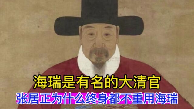 海瑞是有名的大清官,张居正为什么终身都不重用海瑞