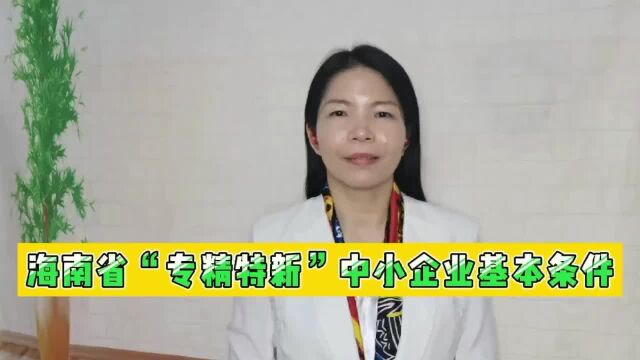 海南省“专精特新”中小企业基本条件