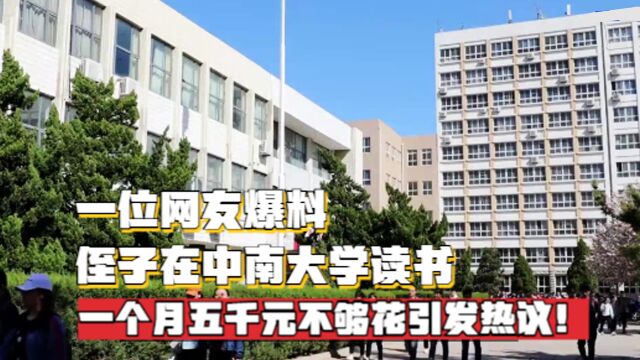 一位网友爆料,侄子在中南大学读书,一个月五千元不够花引发热议