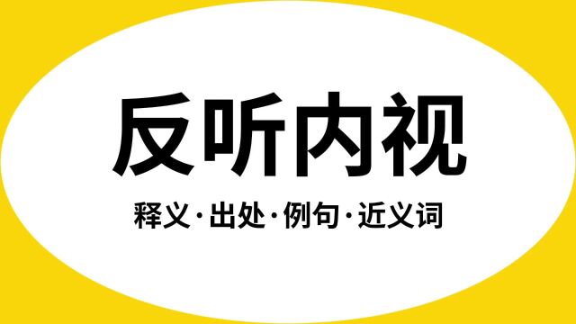 “反听内视”是什么意思?