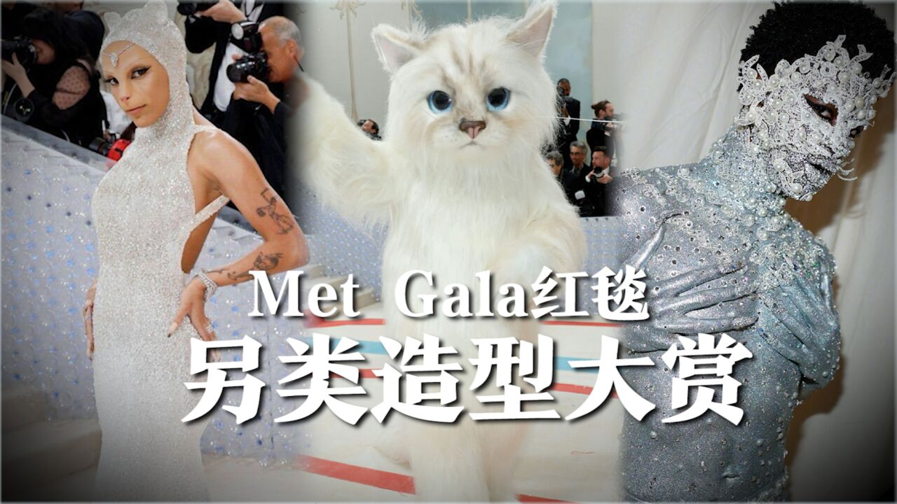 Met Gala红毯另类造型合集,人形大猫,李娜叉造型辣眼,还有蟑螂走秀