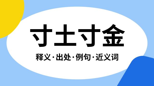 “寸土寸金”是什么意思?