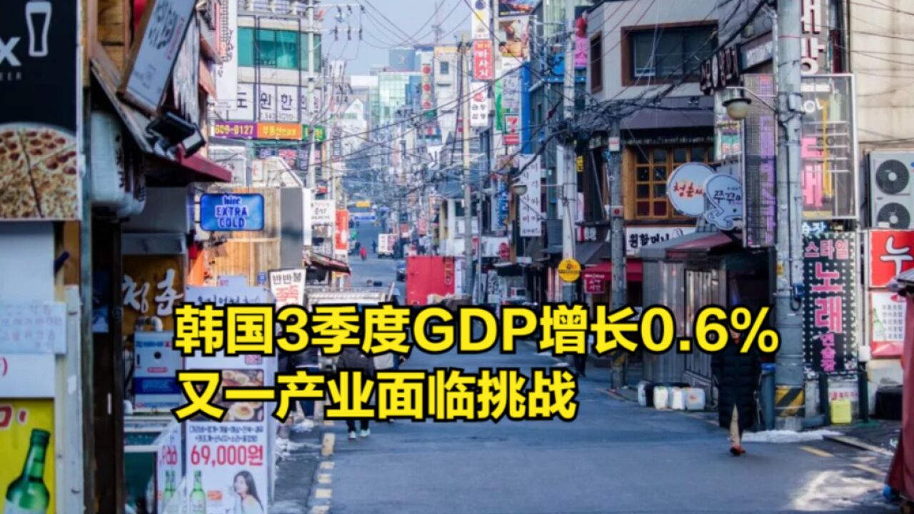 韩国3季度GDP增长0.6%,除了经济隐患,又一产业面临挑战