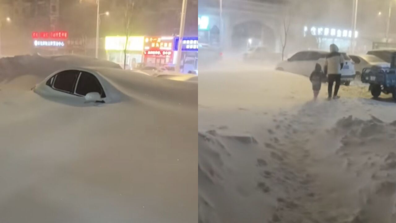 东北的雪有多大?多辆车被埋入雪中,车顶都快被淹没了