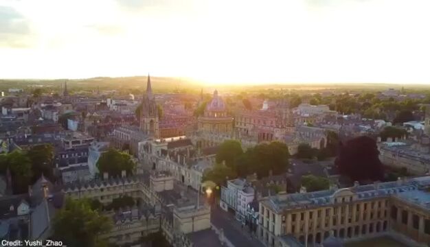 Fantastic drone footage as the sun sets over Oxford