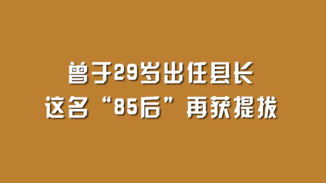 曾于29岁出任县长,这名“85后”再获提拔